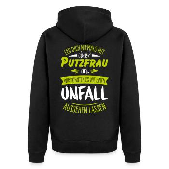 Femme de ménage - Veste à capuche bio Premium Unisexe - noir - Dos - Nico (187cm)