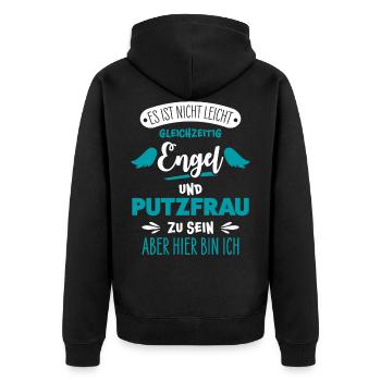 Putzfrau - Unisex Premium Bio Zip Hoodie - Schwarz - Hinten - Nico (187cm)