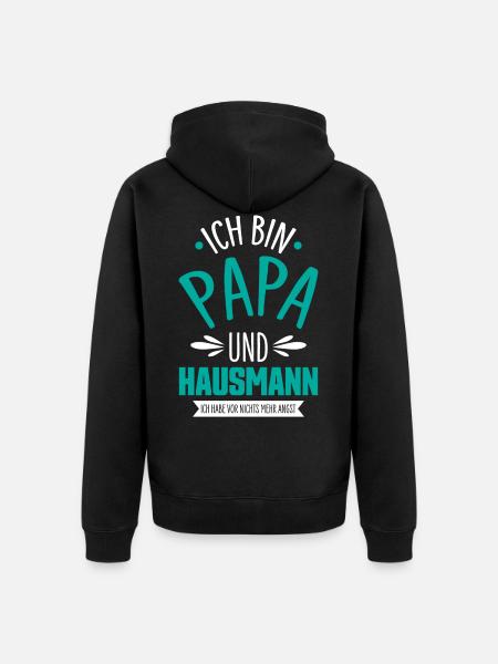 Hausmann Papa Hausfrau - Unisex Premium Bio Zip Hoodie - Schwarz