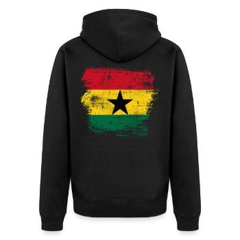 Ghana Flagge - Unisex Premium Bio Zip Hoodie - Schwarz - Hinten - Nico (187cm)