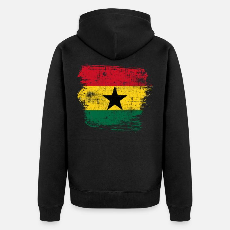 Ghana Flagge - Unisex Premium Bio Zip Hoodie - Schwarz