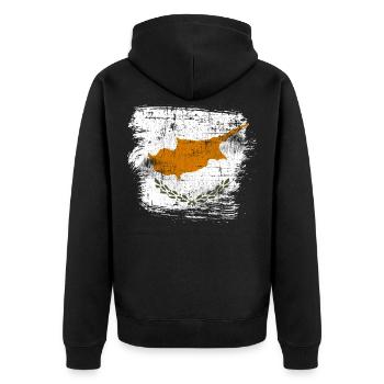 Cyprus - Unisex Premium Organic Zip Hoodie - black - Back - Nico (187cm)