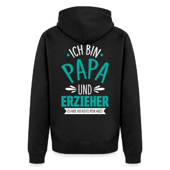 Erzieher Papa - Unisex Premium Bio Zip Hoodie - Schwarz - Hinten - Nico (187cm)