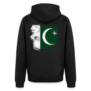 Pakistan - Unisex Premium Organic Zip Hoodie - black - Back - Nico (187cm)