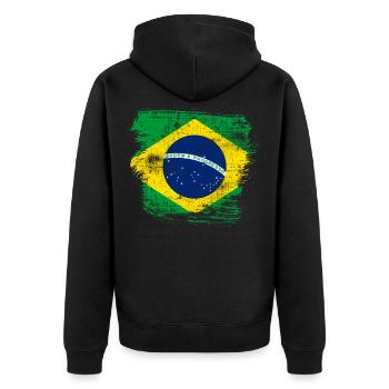 Brasilien - Unisex Premium Bio Zip Hoodie - Schwarz - Hinten - Nico (187cm)