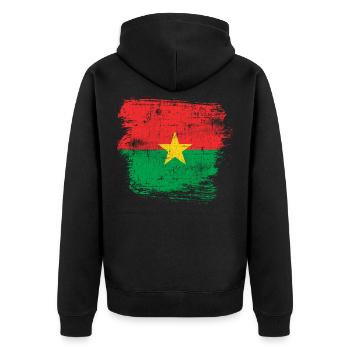 Burkina Faso - Unisex Premium Organic Zip Hoodie - black - Back - Nico (187cm)