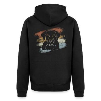 Labrador Hund - Unisex Premium Bio Zip Hoodie - Schwarz - Hinten - Nico (187cm)