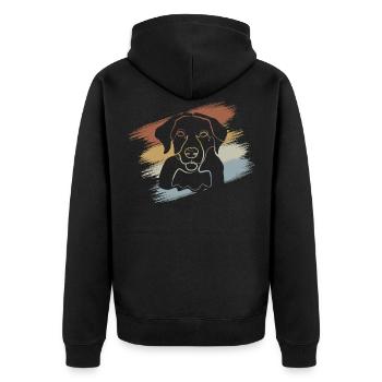 Retro Hund Labrador - Unisex Premium Bio Zip Hoodie - Schwarz - Hinten - Nico (187cm)