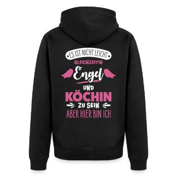 Köchin - Unisex Premium Bio Zip Hoodie - Schwarz - Hinten - Nico (187cm)