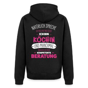 Köchin - Unisex Premium Bio Zip Hoodie - Schwarz - Hinten - Nico (187cm)