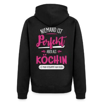Köchin - Unisex Premium Bio Zip Hoodie - Schwarz - Hinten - Nico (187cm)