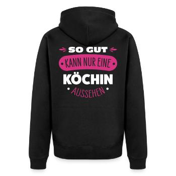 Köchin - Unisex Premium Bio Zip Hoodie - Schwarz - Hinten - Nico (187cm)