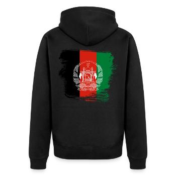 Afghanistan Flag - Unisex Premium Organic Zip Hoodie - black - Back - Nico (187cm)