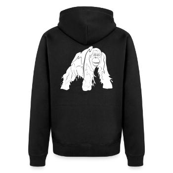 Orang Utan - Unisex Premium Bio Zip Hoodie - Schwarz - Hinten - Nico (187cm)