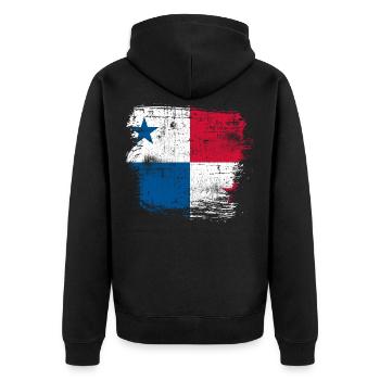 Panama - Unisex Premium Bio Zip Hoodie - Schwarz - Hinten - Nico (187cm)