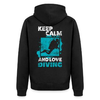 Diver - Unisex Premium Organic Zip Hoodie - black - Back - Nico (187cm)
