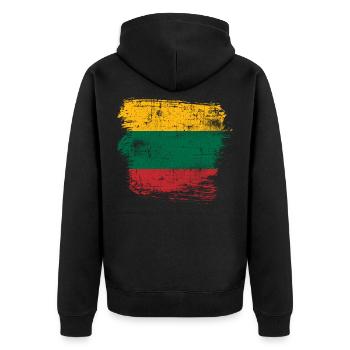 Lithuania - Unisex Premium Organic Zip Hoodie - black - Back - Nico (187cm)