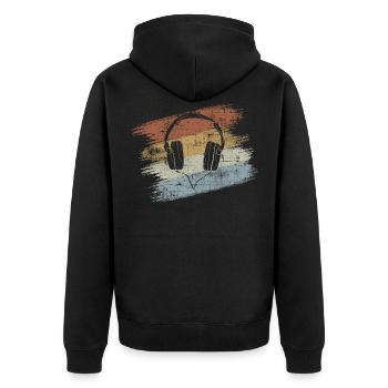 Musik - Unisex Premium Bio Zip Hoodie - Schwarz - Hinten - Nico (187cm)