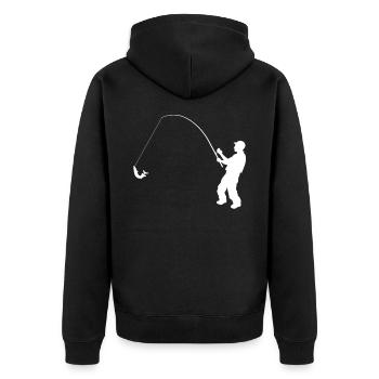 angler drills pike silhouette - Unisex Premium Organic Zip Hoodie - black - Back - Nico (187cm)