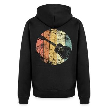 Retro Ukulele - Unisex Premium Bio Zip Hoodie - Schwarz - Hinten - Nico (187cm)