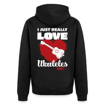 Ukulele - Unisex Premium Bio Zip Hoodie - Schwarz - Hinten - Nico (187cm)