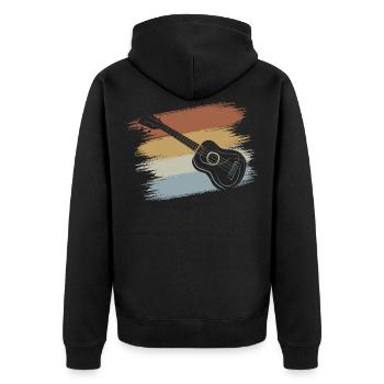 Ukulele retro - Unisex Premium Bio Zip Hoodie - Schwarz - Hinten - Nico (187cm)