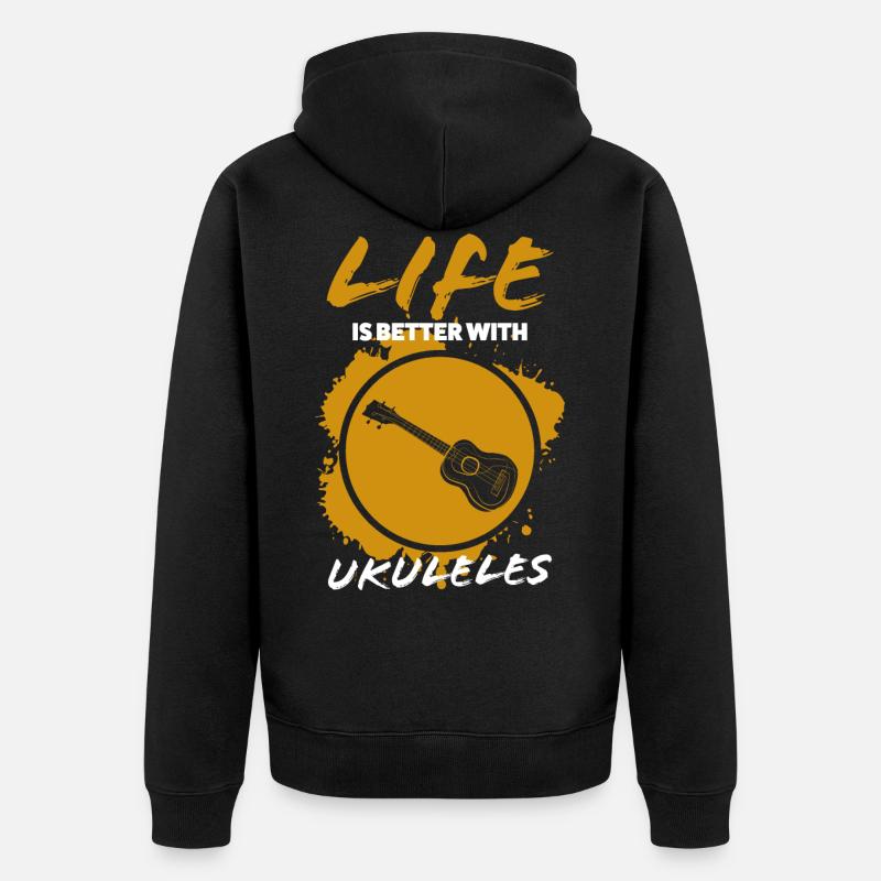 Ukulele - Unisex Premium Bio Zip Hoodie - Schwarz