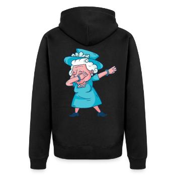 dabbing queen england - Unisex Premium Organic Zip Hoodie - black - Back - Nico (187cm)