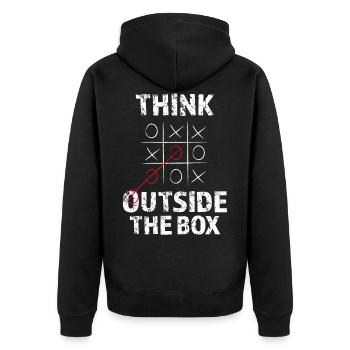 Philosophie Denken - Unisex Premium Bio Zip Hoodie - Schwarz - Hinten - Nico (187cm)