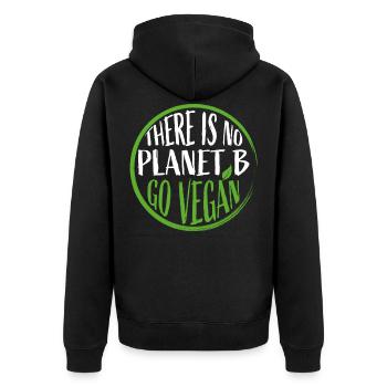 Vegan Environmental Protection - Unisex Premium Organic Zip Hoodie - black - Back - Nico (187cm)