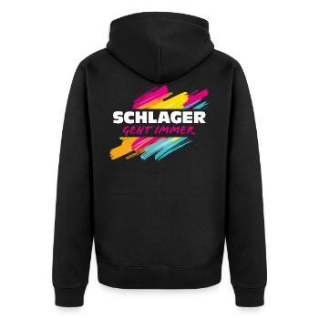 Schlager - Unisex Premium Bio Zip Hoodie - Schwarz - Hinten - Nico (187cm)