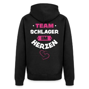 Schlager - Unisex Premium Bio Zip Hoodie - Schwarz - Hinten - Nico (187cm)