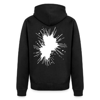 farbkleks farbfleck hintergrund farbspritzer - Unisex Premium Bio Zip Hoodie - Schwarz - Hinten - Nico (187cm)