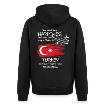 Turkey Türkei - Unisex Premium Bio Zip Hoodie - Schwarz - Hinten - Nico (187cm)