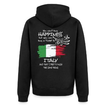 Italy Italy - Unisex Premium Organic Zip Hoodie - black - Back - Nico (187cm)