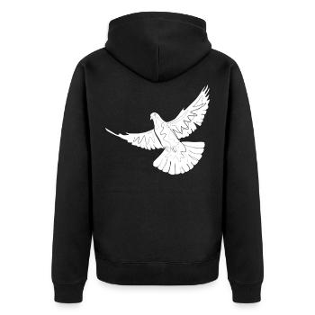 Dove - Unisex Premium Organic Zip Hoodie - black - Back - Nico (187cm)