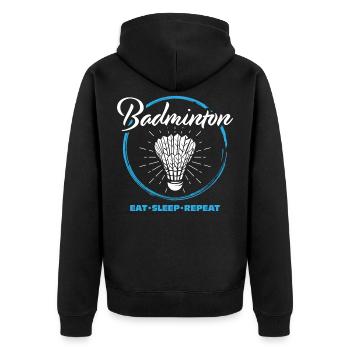 Badminton - Unisex Premium Organic Zip Hoodie - black - Back - Nico (187cm)