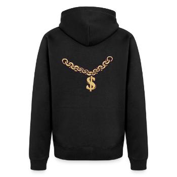 Collier en or chaîne dollar signe or - Veste à capuche bio Premium Unisexe - noir - Dos - Nico (187cm)