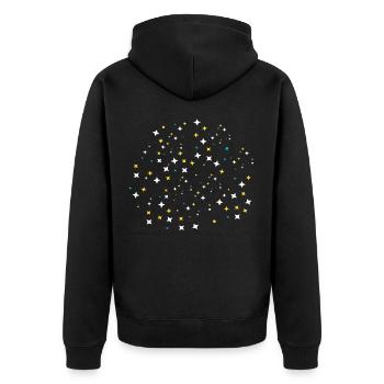 background stars blue white yellow - Unisex Premium Organic Zip Hoodie - black - Back - Nico (187cm)