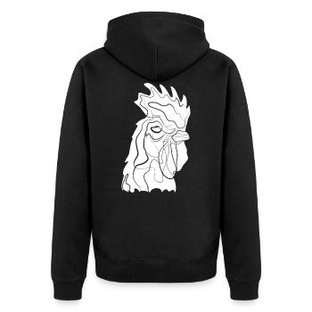 Hahn - Unisex Premium Bio Zip Hoodie - Schwarz - Hinten - Nico (187cm)