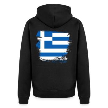 Greece Flag - Unisex Premium Organic Zip Hoodie - black - Back - Nico (187cm)