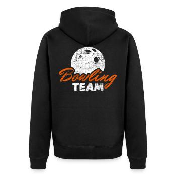 Bowling Team - Unisex Premium Bio Zip Hoodie - Schwarz - Hinten - Nico (187cm)