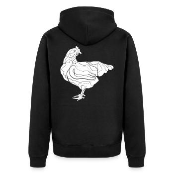 Huhn - Unisex Premium Bio Zip Hoodie - Schwarz - Hinten - Nico (187cm)