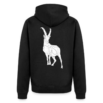 Ziege - Unisex Premium Bio Zip Hoodie - Schwarz - Hinten - Nico (187cm)