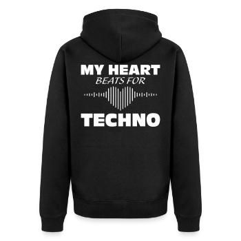 Techno - Veste à capuche bio Premium Unisexe - noir - Dos - Nico (187cm)