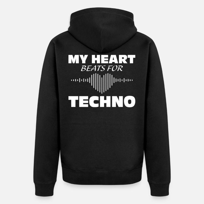 Techno - Unisex Premium Bio Zip Hoodie - Schwarz