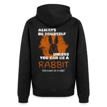Rabbit - Unisex Premium Organic Zip Hoodie - black - Back - Nico (187cm)