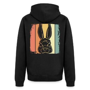 Hare - Unisex Premium Organic Zip Hoodie - black - Back - Nico (187cm)