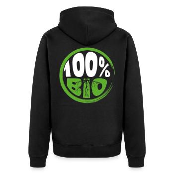 Umwelt Bio - Unisex Premium Bio Zip Hoodie - Schwarz - Hinten - Nico (187cm)