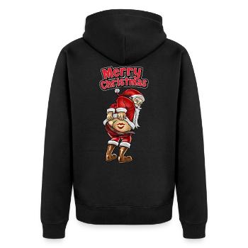Frohe Weihnachten - Unisex Premium Bio Zip Hoodie - Schwarz - Hinten - Nico (187cm)